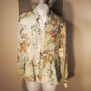 Coldwater Creek floral chiffon blouse (NWT)